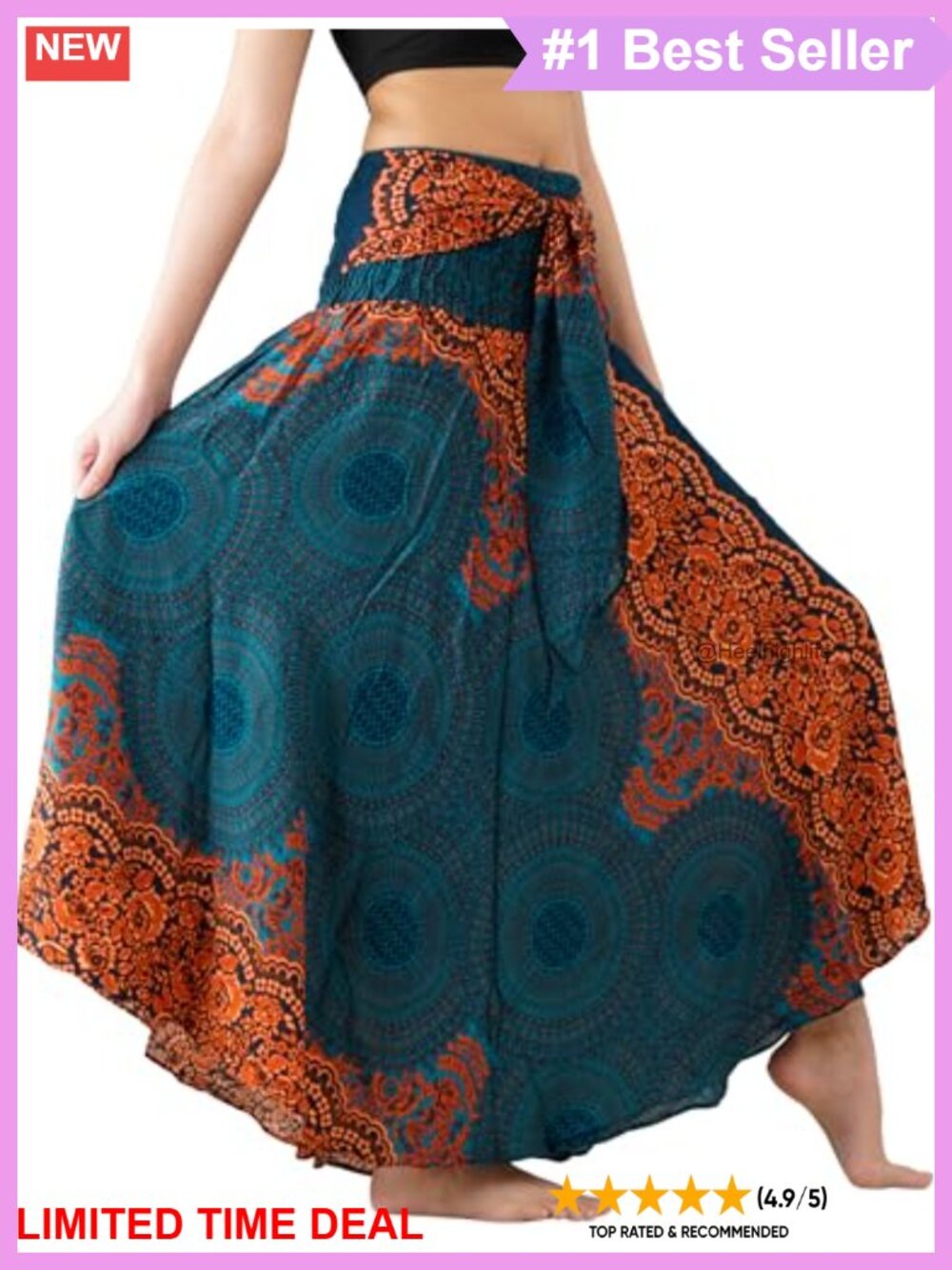 Boho Maxi Skirt Asymmetrical High Low Rayon Flowy Hand Wash